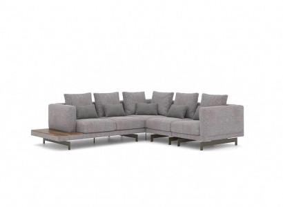 Sofa Couch L-shape Designer Gray Corner sofa Textile Luxury Living room Furnishings